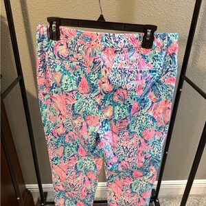 Bright Tropical Print Pants — Pink & Aqua